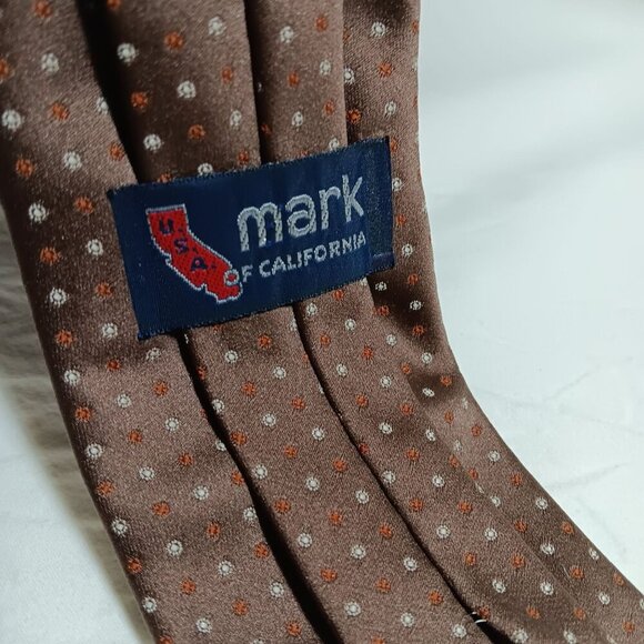 Vintage Brown & Orange Polka Dot Clip-On Tie By Mark Of California - Picture 4 of 5